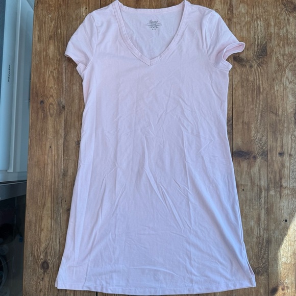 LUSOMÉ Women’s Pink Cotton Stretch Sleep Shirt Night Gown V-neck Aline Small EUC - Picture 5 of 8